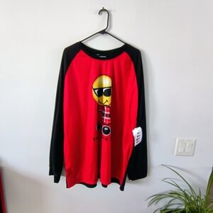 PJs + Pancakes Graphic Sleep Top 3X Red Black Emoji Cozy Lounge NWT Soft